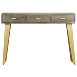 Vidaxl wandtafel 110x35x76 cm massief mangohout met messing grijs
