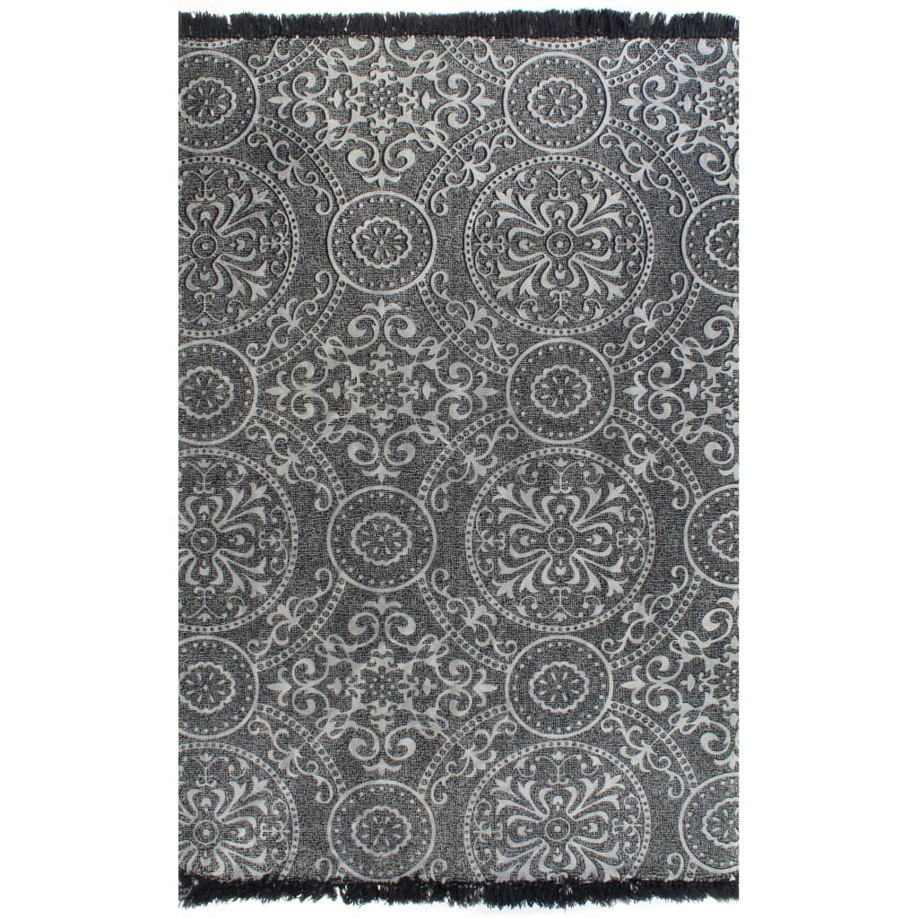 Tapis Vidaxl Kelim avec motif 120x180 cm Gray en coton