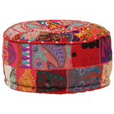 Vidaxl poef patchwork rond handgemaakt 40x20 cm katoen rood