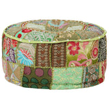 Vidaxl poef patchwork rond handgemaakt 40x20 cm katoen groen