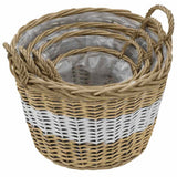 Vidaxl plantenbakken verhoogd 4 st wicker met pe-voering