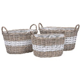 Vidaxl Planters oppdratt 3 st Wicker med PE -fôr