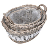 Vidaxl Planters oppdratt 3 st Wicker med PE -fôr