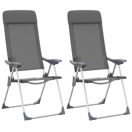 Vidaxl campingstoelen 2 st inklapbaar aluminium grijs