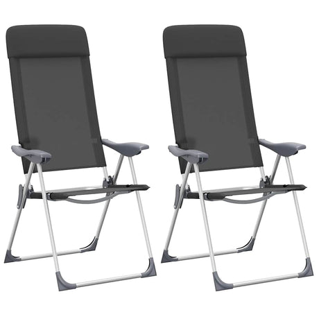 Vidaxl campingstoelen inklapbaar aluminium zwart 2 st
