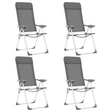 Sillas de campamento Vidaxl 4 PCS plegable de aluminio gris