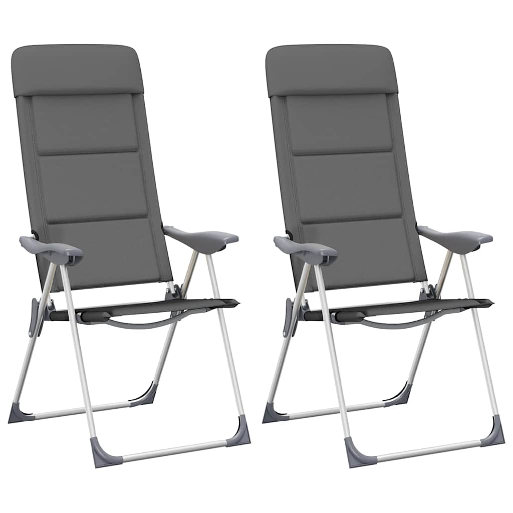 Vidaxl campingstoelen 58x69x111 cm aluminium grijs 2 st