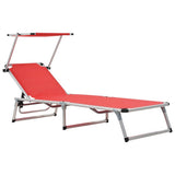 Vidaxl ligbed inklapbaar met dak aluminium en textileen rood