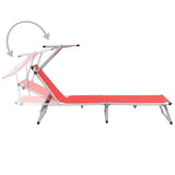 Vidaxl ligbed inklapbaar met dak aluminium en textileen rood