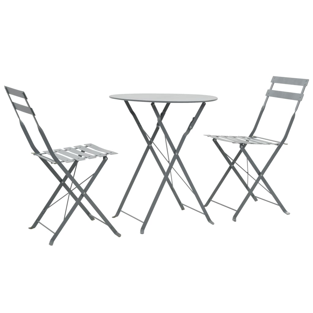 Vidaxl 3-delige bistroset staal grijs