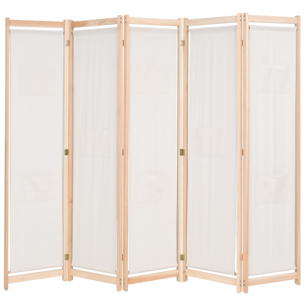 Vidaxl kamerscherm met 5 panelen 200x170x4 cm stof crème