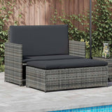 Vidaxl 2-delige loungeset met kussens poly rattan grijs