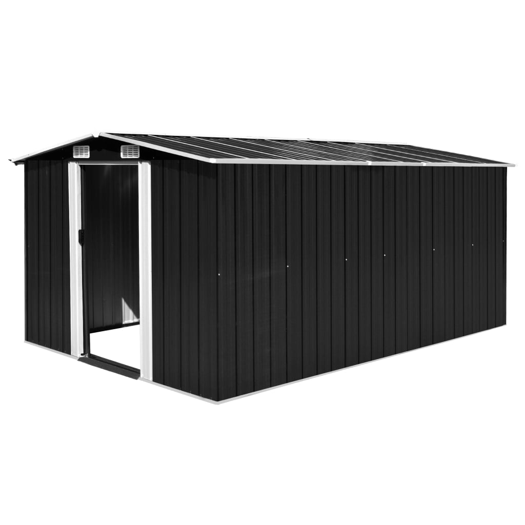 Vidaxl garden shed 257x392x181 cm metal anthracite -colored