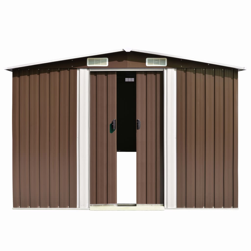 Vidaxl garden shed 257x489x181 cm metal brown