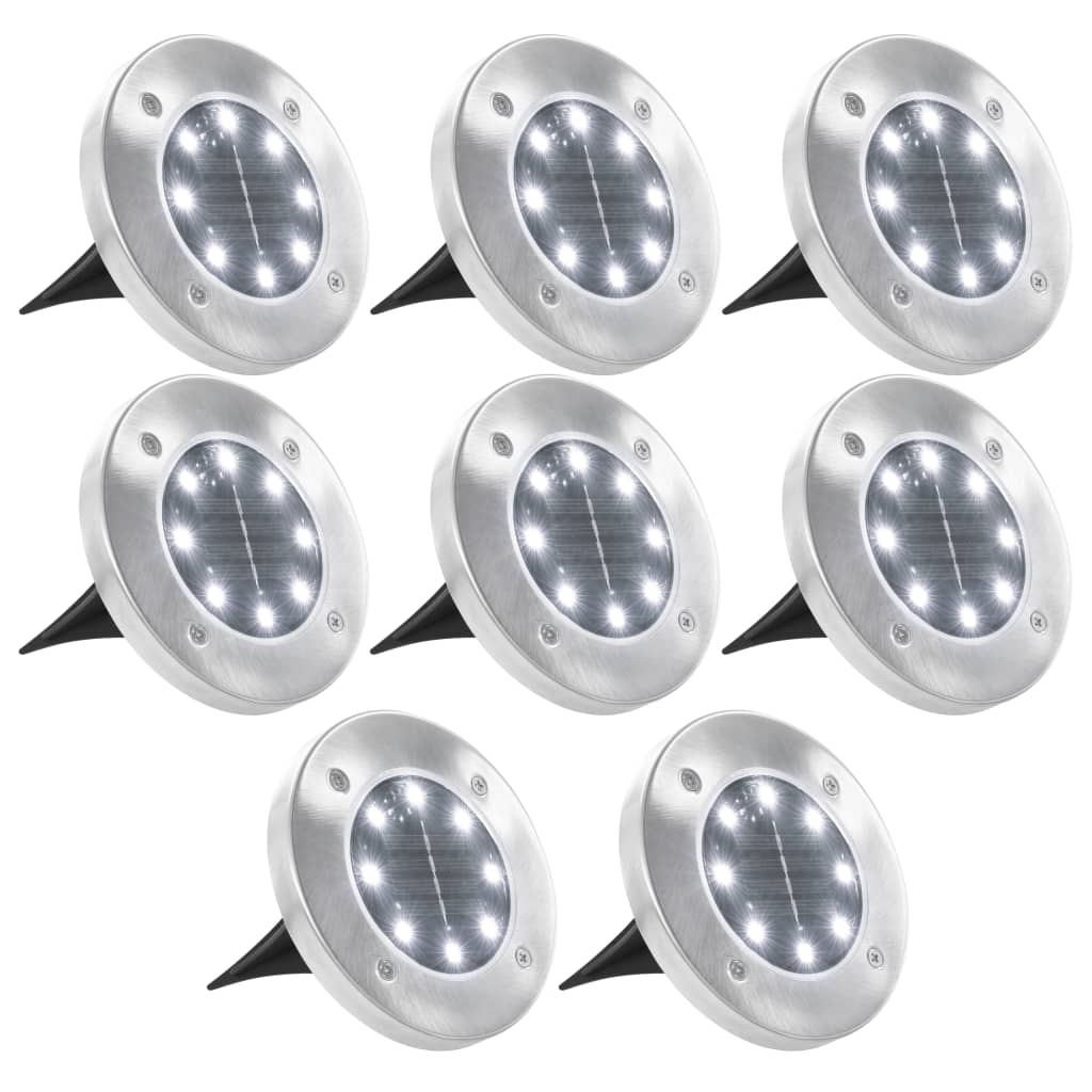 Lámparas de tierra Vidaxl 8 st led solar blanco