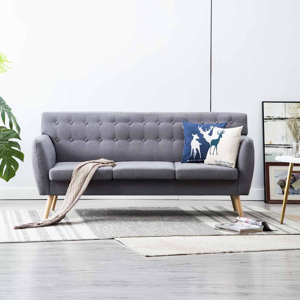 Vidaxl driezitsbank 172x70x82 cm stof lichtgrijs