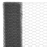 Vidaxl kippengaas 25x0,5 m staal met pvc coating grijs