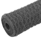 Vidaxl kippengaas 25x1,5 m staal met pvc coating grijs