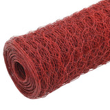 Vidaxl kippengaas 25x1 m staal met pvc coating rood
