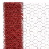 Vidaxl kippengaas 25x1 m staal met pvc coating rood