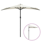 Vidaxl Balcony Parasol metà con polo in alluminio 270x144 cm sabbia -colorata