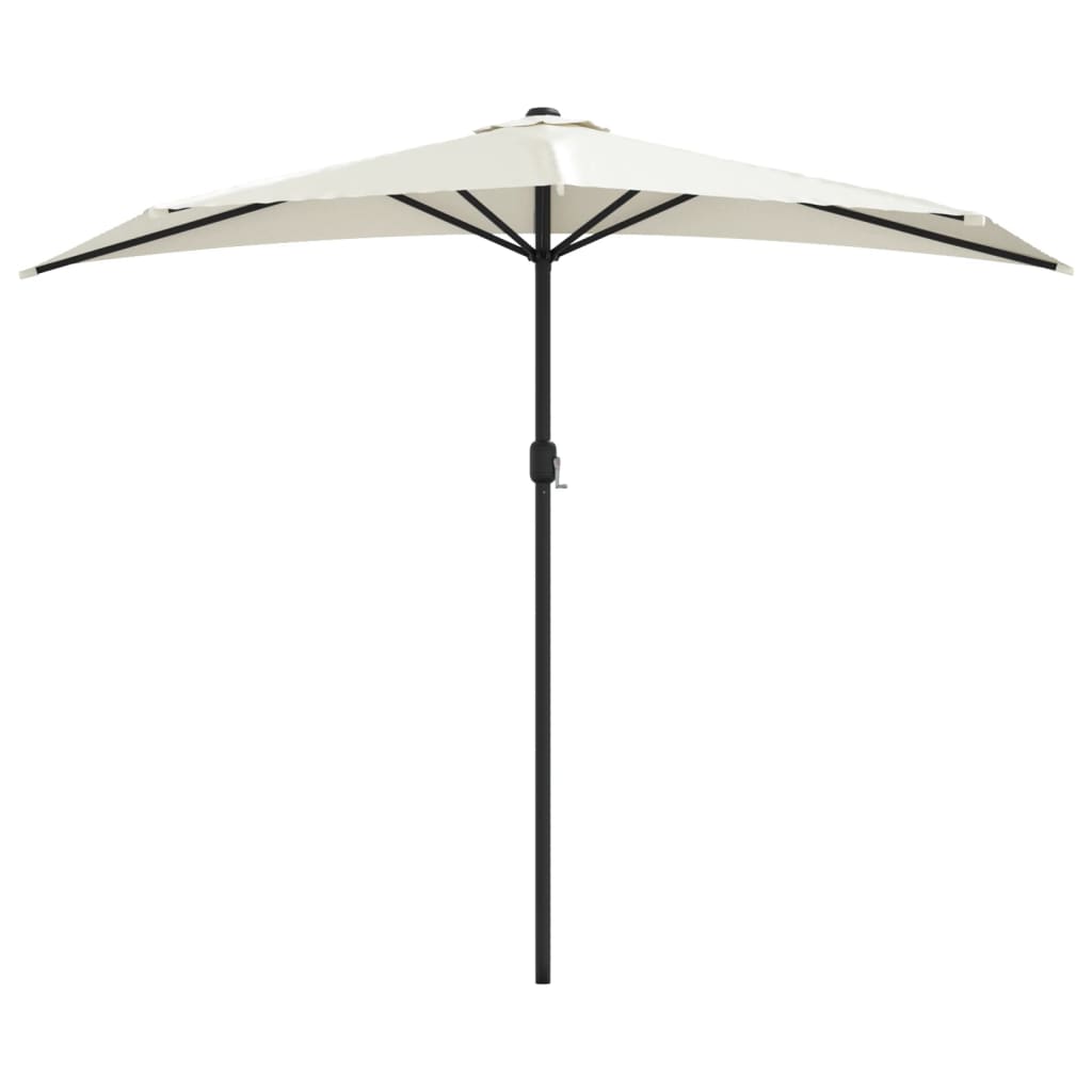 Vidaxl Balcony Parasol metà con polo in alluminio 270x144 cm sabbia -colorata