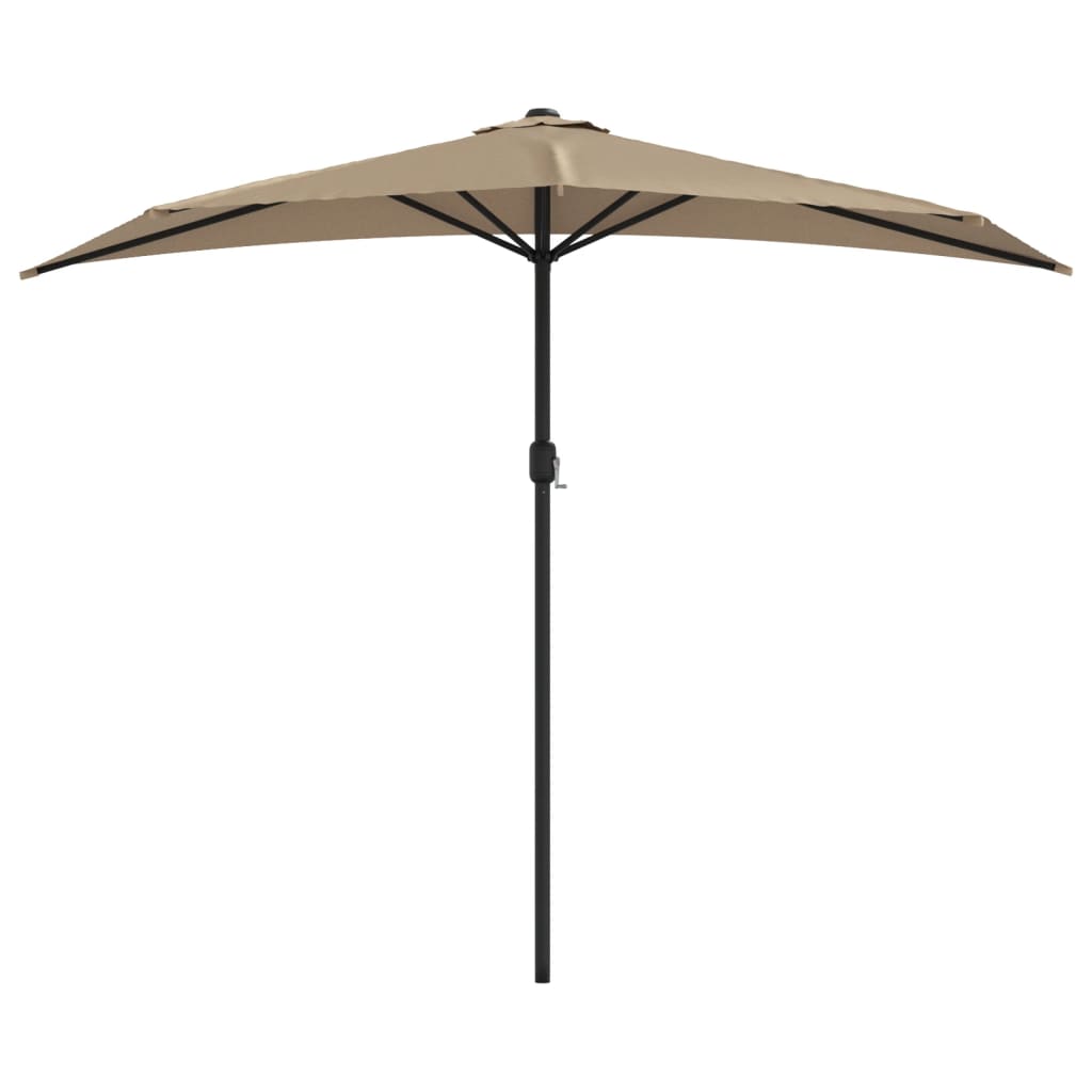 Vidaxl Balcony Parasol metà con polo in alluminio 270x144 cm taupe