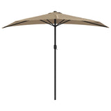 Vidaxl Balcony Parasol metà con polo in alluminio 270x144 cm taupe