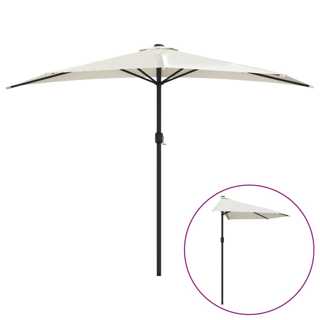 Vidaxl Balcony Parasol metà con polo in alluminio 300x155 cm di sabbia