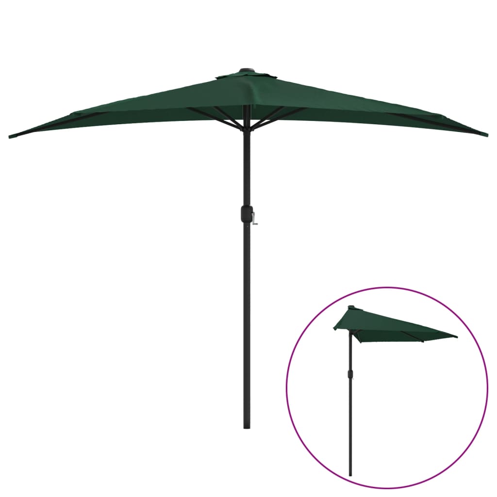 Vidaxl Balcony parasol half with aluminum pole 300x155 cm green