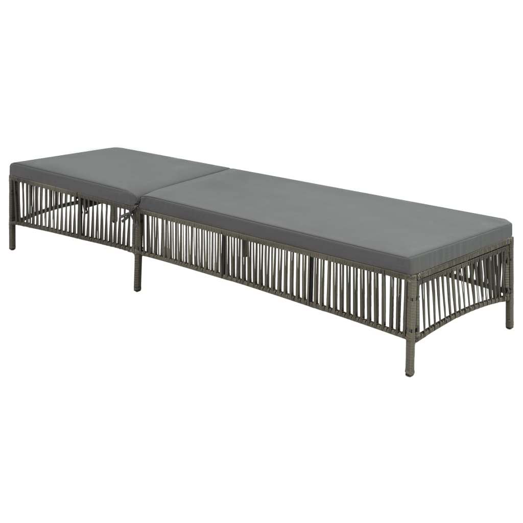Vidaxl ligbed met kussen poly rattan grijs