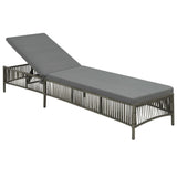 Vidaxl ligbed met kussen poly rattan grijs