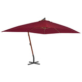 Vidaxl zweefparasol met houten paal 400x300 cm bordeauxrood