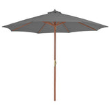 Vidaxl parasol met houten paal 300 cm antraciet