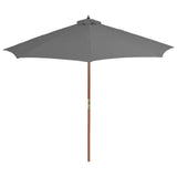 Vidaxl parasol met houten paal 300 cm antraciet