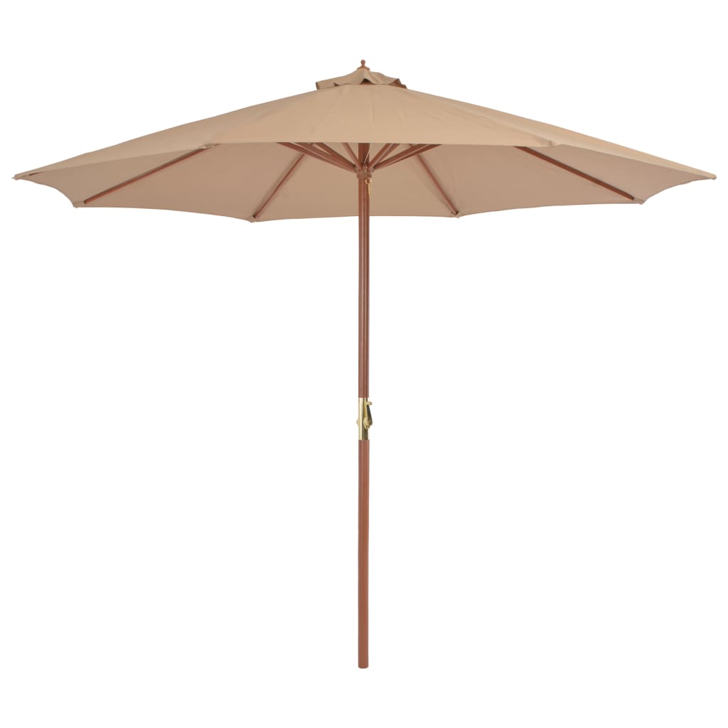 Vidaxl -Parasol mit Holzstangen 300 cm Taupe