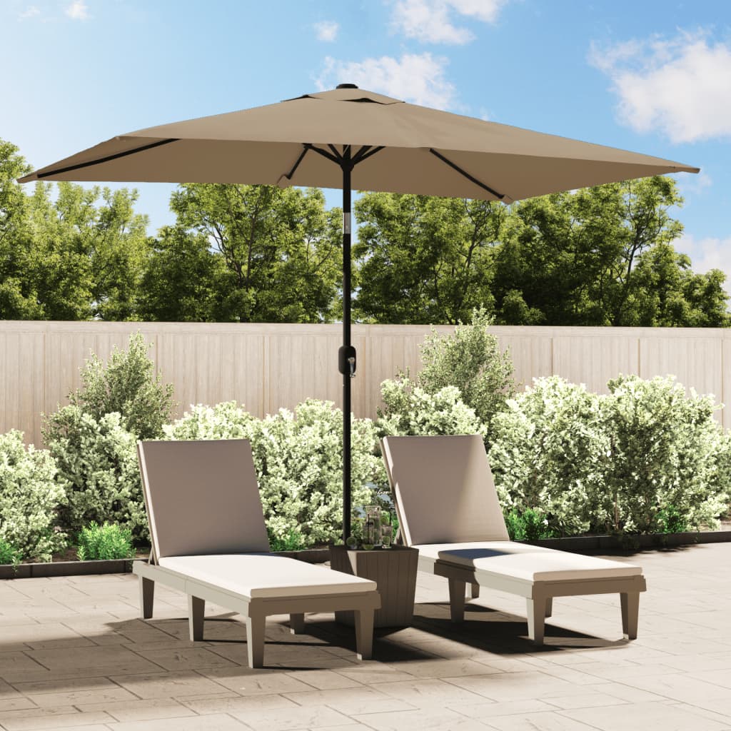 Vidaxl -parasol med metallstang 300x200 cm taupe