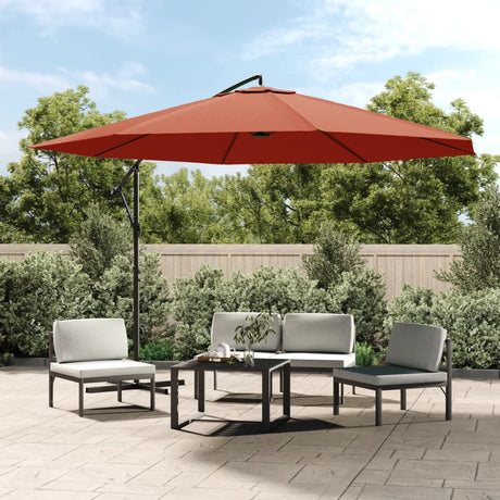 Vidaxl zweefparasol met aluminium paal 350 cm terracottakleurig