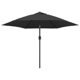 Parasol vidaxl avec éclairage LED et poteau en acier 300 cm anthracite