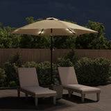 Parasol vidaxl avec éclairage LED et poteau en acier 300 cm taupe