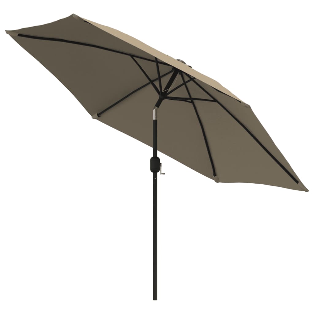 Parasol vidaxl avec éclairage LED et poteau en acier 300 cm taupe