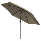 Parasol vidaxl avec éclairage LED et poteau en acier 300 cm taupe