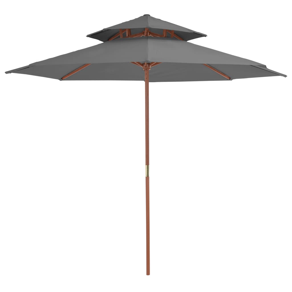 Vidaxl Parasol Double Decker med træpol 270 cm Anthracite