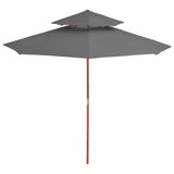 Vidaxl Parasol Double Decker med træpol 270 cm Anthracite