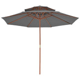 Vidaxl Parasol Double Decker med træpol 270 cm Anthracite