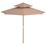 Vidaxl Parasol Double Decker con polo in legno 270 cm Taupe