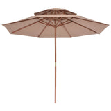 Vidaxl Parasol Double Decker con polo in legno 270 cm Taupe