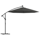 Vidaxl zweefparasol met led-verlichting stalen paal 300 cm antraciet