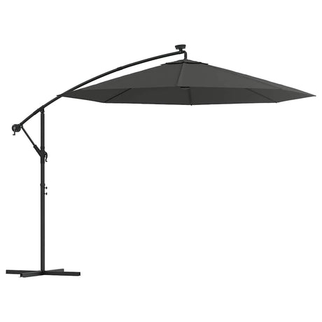 Vidaxl zweefparasol met led-verlichting stalen paal 300 cm antraciet