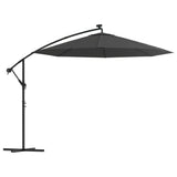 Vidaxl zweefparasol met led-verlichting stalen paal 300 cm antraciet